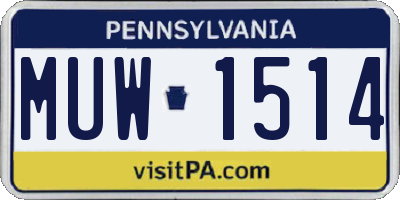 PA license plate MUW1514