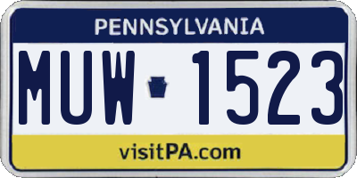 PA license plate MUW1523