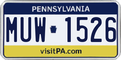 PA license plate MUW1526
