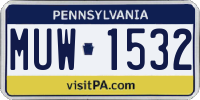 PA license plate MUW1532