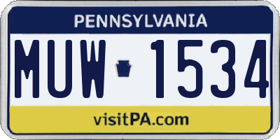 PA license plate MUW1534
