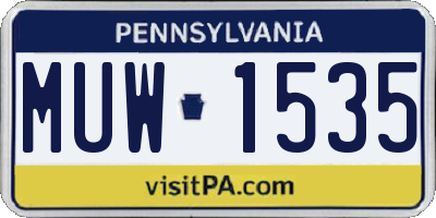 PA license plate MUW1535