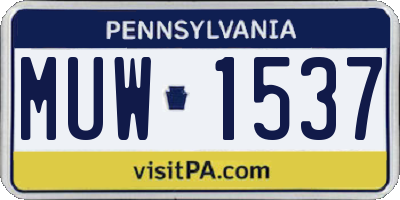 PA license plate MUW1537