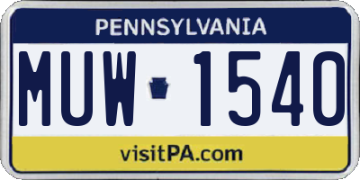 PA license plate MUW1540