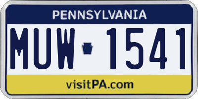 PA license plate MUW1541