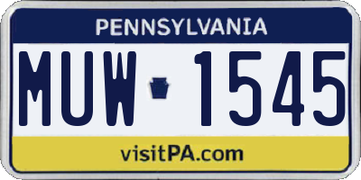 PA license plate MUW1545