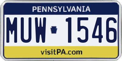 PA license plate MUW1546