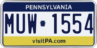 PA license plate MUW1554