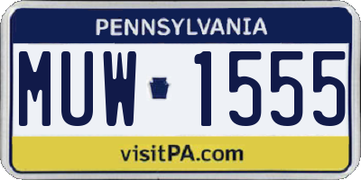 PA license plate MUW1555