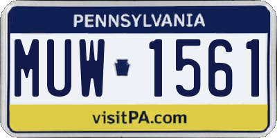 PA license plate MUW1561