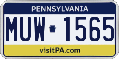 PA license plate MUW1565