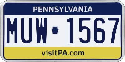 PA license plate MUW1567