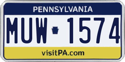 PA license plate MUW1574