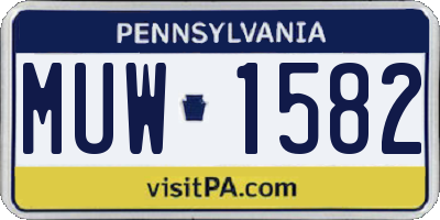 PA license plate MUW1582