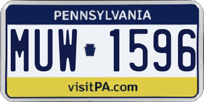 PA license plate MUW1596