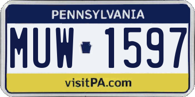 PA license plate MUW1597