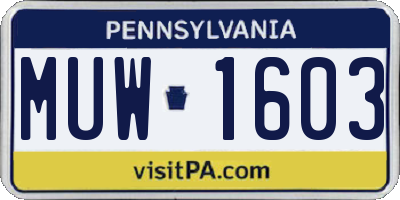 PA license plate MUW1603