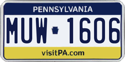 PA license plate MUW1606