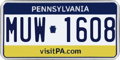 PA license plate MUW1608