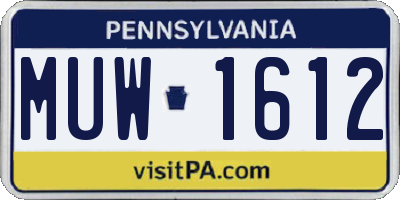 PA license plate MUW1612