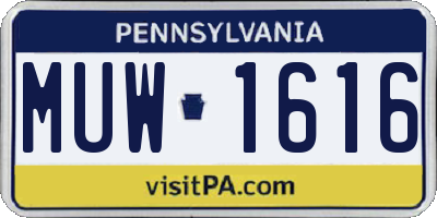 PA license plate MUW1616