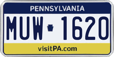 PA license plate MUW1620