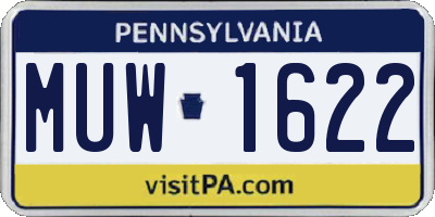 PA license plate MUW1622