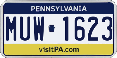PA license plate MUW1623