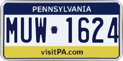 PA license plate MUW1624
