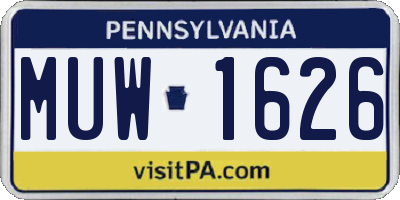 PA license plate MUW1626