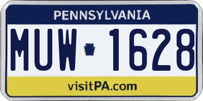 PA license plate MUW1628