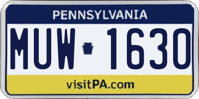 PA license plate MUW1630