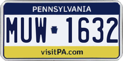 PA license plate MUW1632
