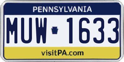 PA license plate MUW1633