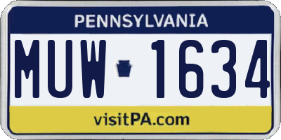 PA license plate MUW1634