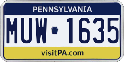 PA license plate MUW1635