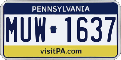 PA license plate MUW1637