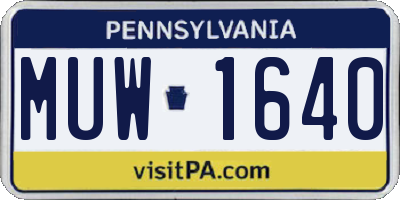 PA license plate MUW1640