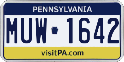 PA license plate MUW1642