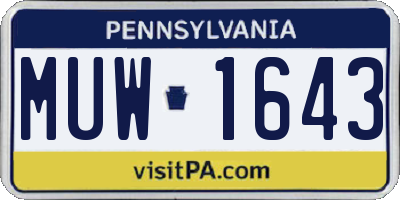 PA license plate MUW1643