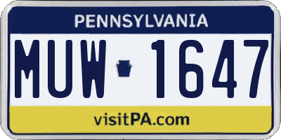PA license plate MUW1647