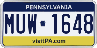 PA license plate MUW1648