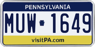 PA license plate MUW1649