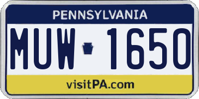 PA license plate MUW1650