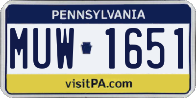 PA license plate MUW1651