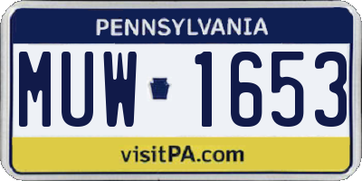 PA license plate MUW1653