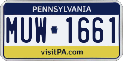 PA license plate MUW1661