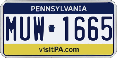 PA license plate MUW1665