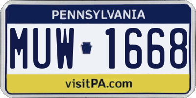 PA license plate MUW1668