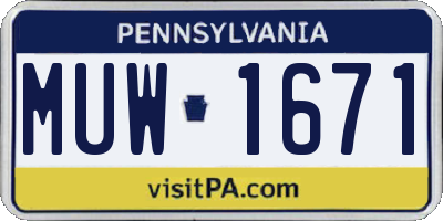 PA license plate MUW1671